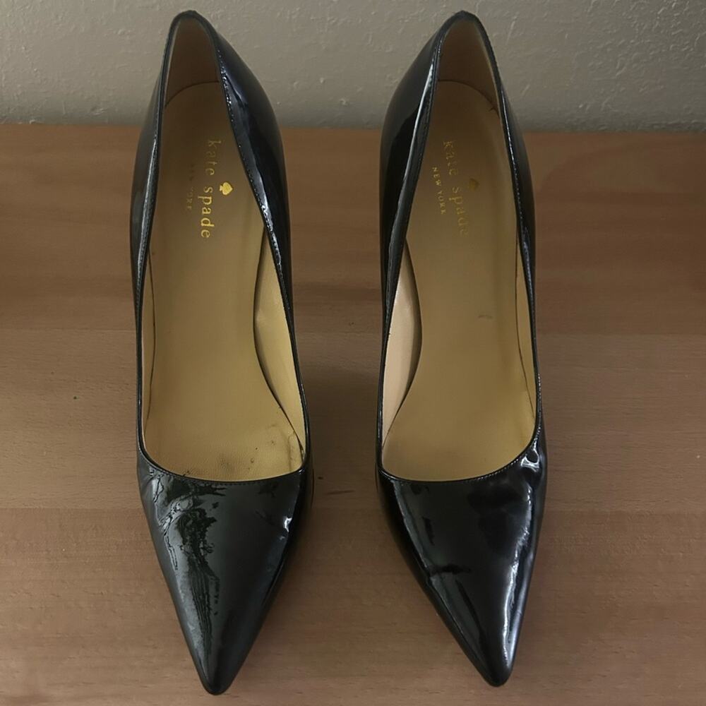 Kate Spade Patent Leather Vivian Black Heels Pointy Toe Pumps